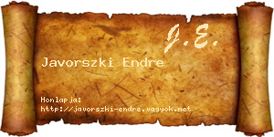 Javorszki Endre névjegykártya